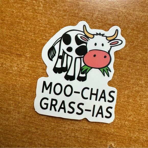Playful Cow Sticker with Fun Text - Picture 1 of 1